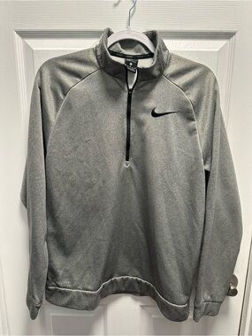 Nike Gray Quarter-Zip Dri-FIT Pullover with Black Swoosh
